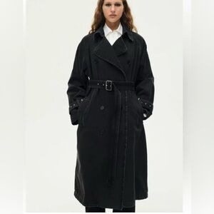 Zara Denim Black Washed Trench Coat